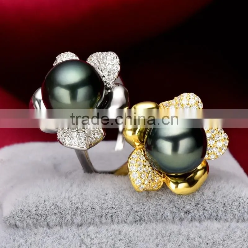 2016 new ring design arrival black pearl engagement rings of competitive price