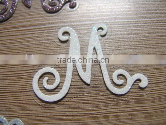 Alphabet letter glitter sticker/3D glitter sticker/custom pvc glitter sticker