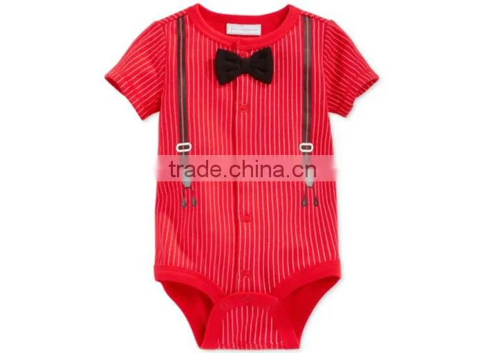 New Design Baby Boys Special Funny Print Short Sleeve Bow Tie Romper