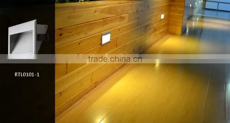 rectangle brushed silver led step light recessed wall