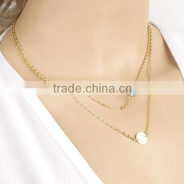 copper beads short model thin gold chain necklace