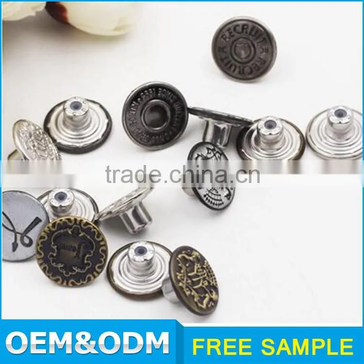 wholesale custom made metal tack jeans button