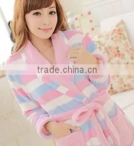 pink stripe sex women bathrobe