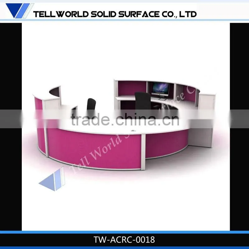 Fancy Style Office Furniture Artificial Marble Reception Counter Design