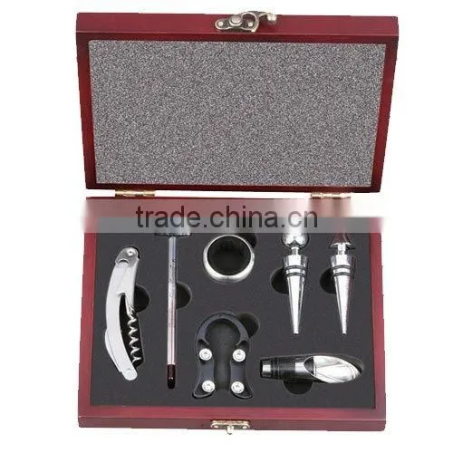 Wine set Corkscrew + Thermometer + wine collar + Wine-Pourer