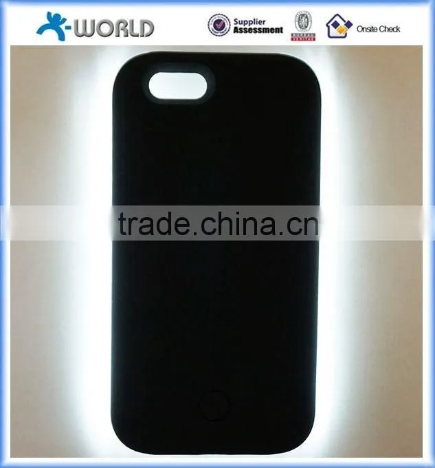 high protective phone case with led light & buit-in battery light selfie phone case
