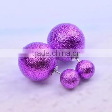 200pairs New arrival candy color earrings fashion double pearl earings jewelry pendientes trendy stud earrings E070314