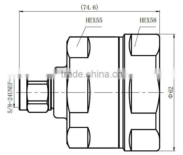 RF N male straight connector for 1 5/8" feeder cable