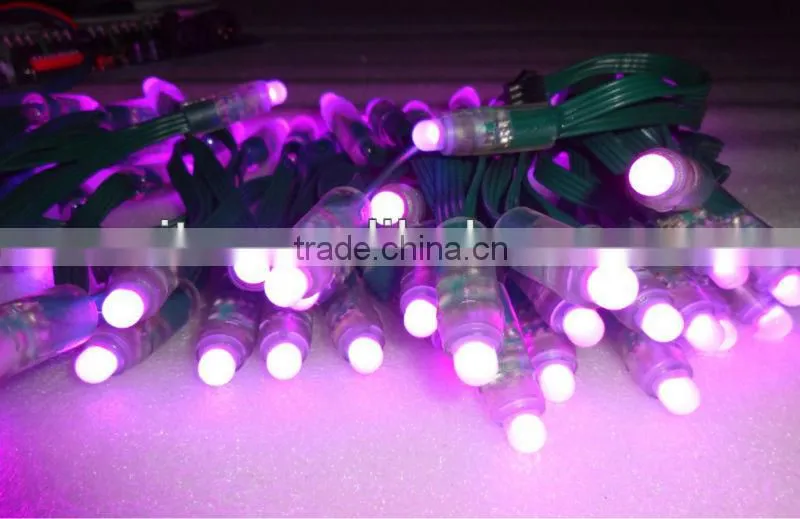 GREEN wire IP68 DC12V input 12mm through-hole LED RGB dump node;100pcs a string