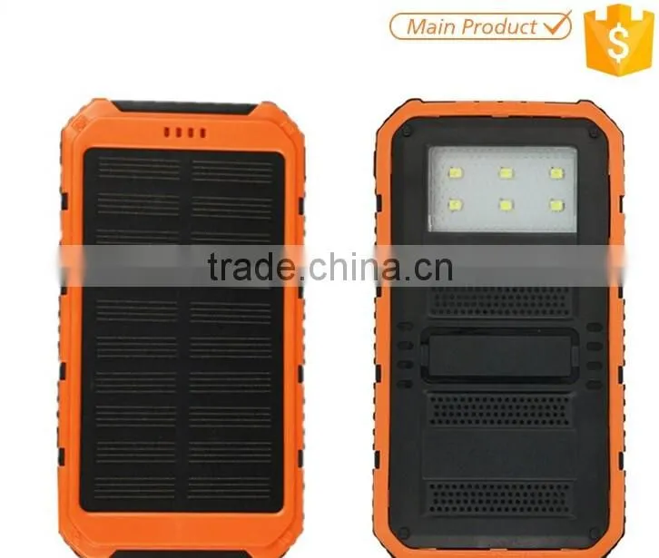 New Arrival Double Output 8000mah Solar Battery Charger for Mobile Phone with led camping light