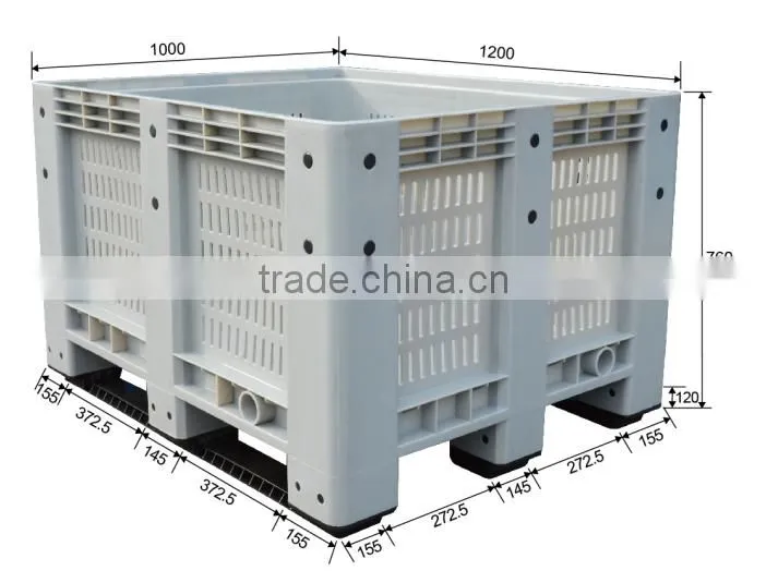 1200x1000x760mm Plastic Pallet Box Price, Mega bin, plastic pallet bin