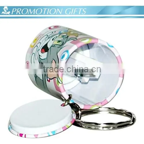 Customized mini tin sharpener with keychain