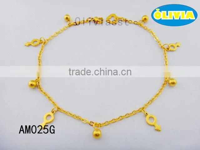 Olivia Jewelry Top Sale Stainless Steel Gold Plated Charm Anklets With Workable Price