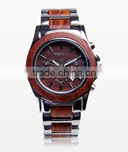 Fashion stainless steel Quartz Wood Watch 2016