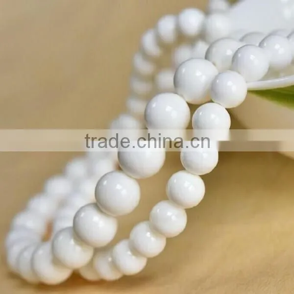 6mm natural round solid white agate loose beads