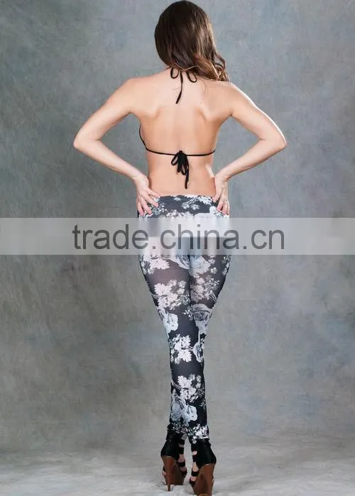 New arrival womens wholesale paypal accept flower pattern cheap plus size printed leggings