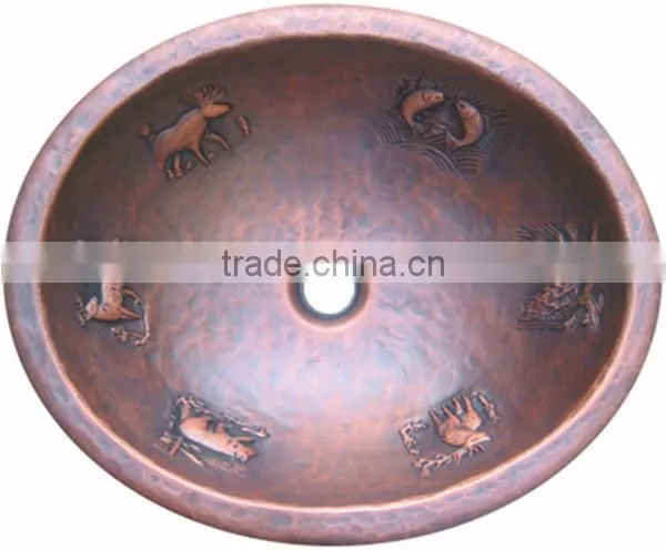 hammered copper vessel sink