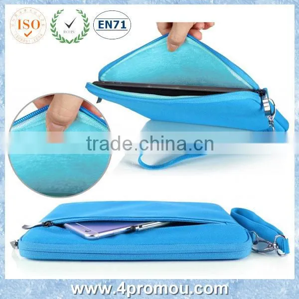 Canvas zipper tablet bag handbag laptop sleeve for student blue