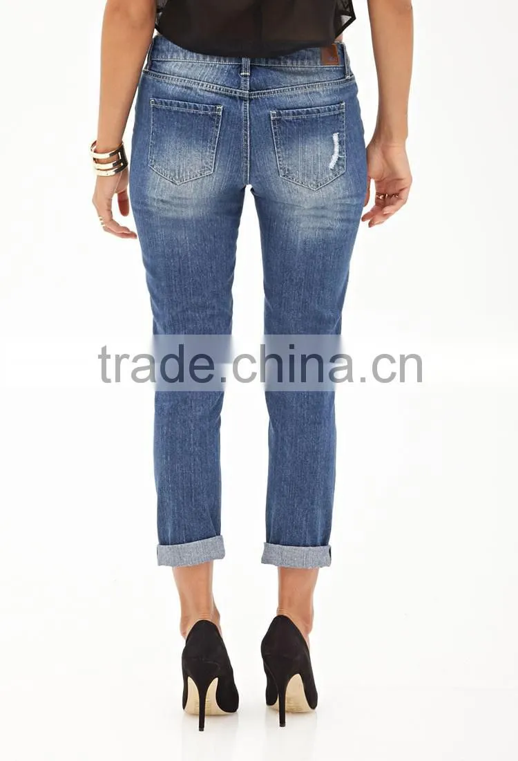 2014 Jeans manufacturers china wholesale blue distressed denim pants sexy cheap designer jeans with Five-pocket