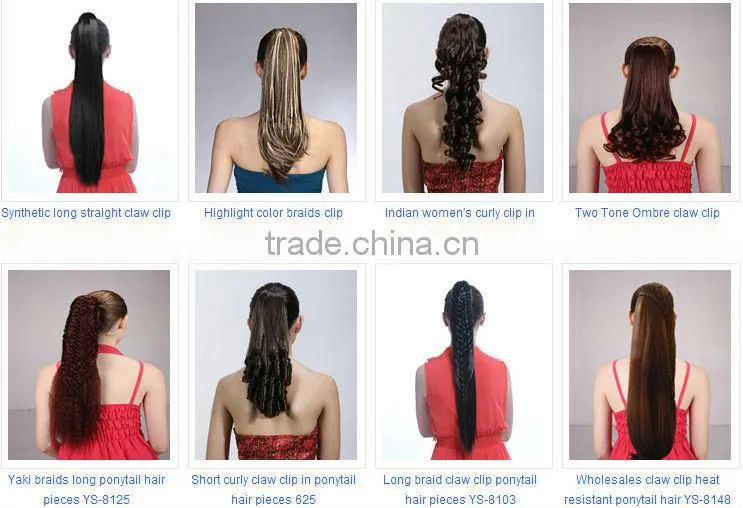 Custom long snap on synthetic fishtail plait ponytail hair pieces