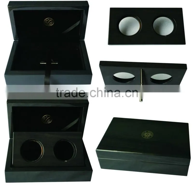 3pcs coin wooden box in high glossy lacquer finish