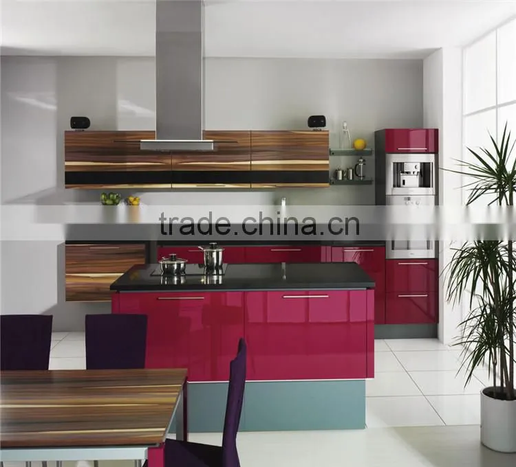 High gloss red kitchen chimney design kitchen cabinet