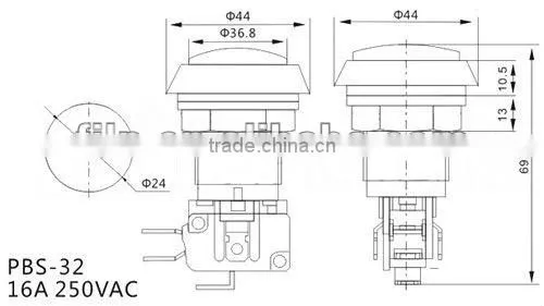 YL6-59 24mm ignition push button mini switch on off lock