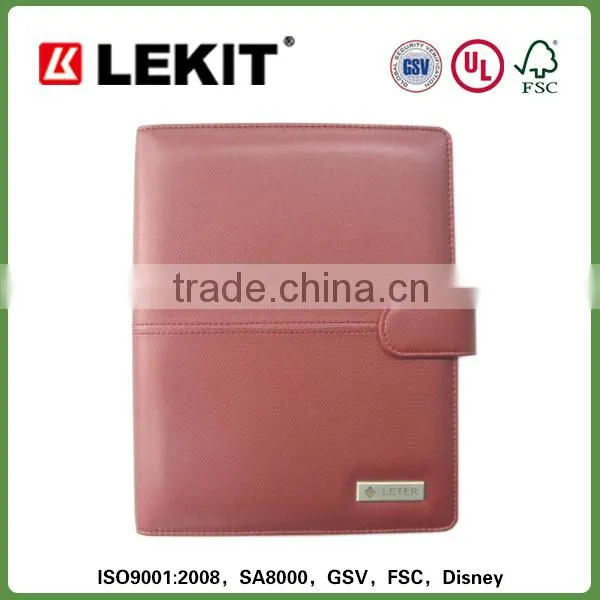 leather refillable ring binder file folder notebook organizer