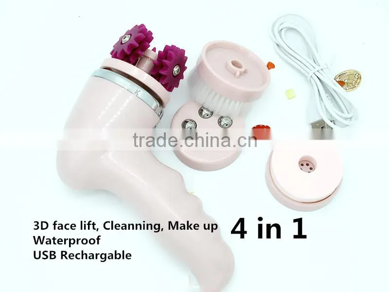 4 in1 Ultrasonic Multi-function Electric Face Beauty Deep Cleaning Massage Brush