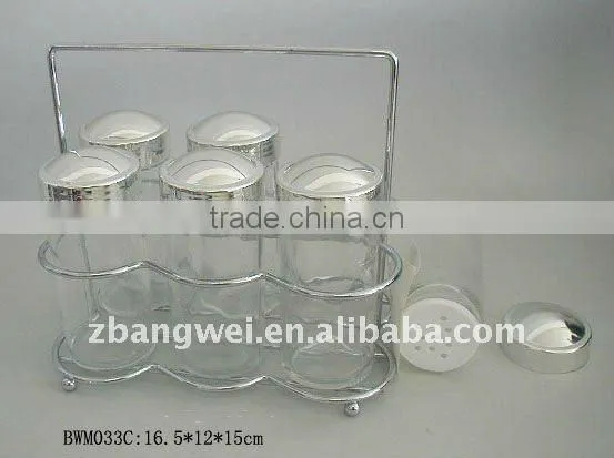 glass bottle set with iron stand