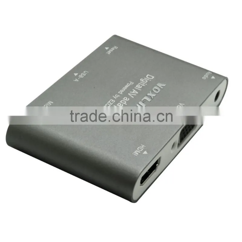 Hot Selling Best Quality VOXLINK Digital AV Adapter With HDMI And VGA+Audio Dual Display Converter Dark Gray