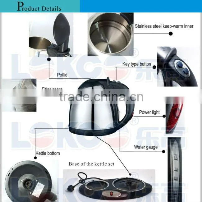 Small 1.2L Cordless Stainless steel kettle with tea pot