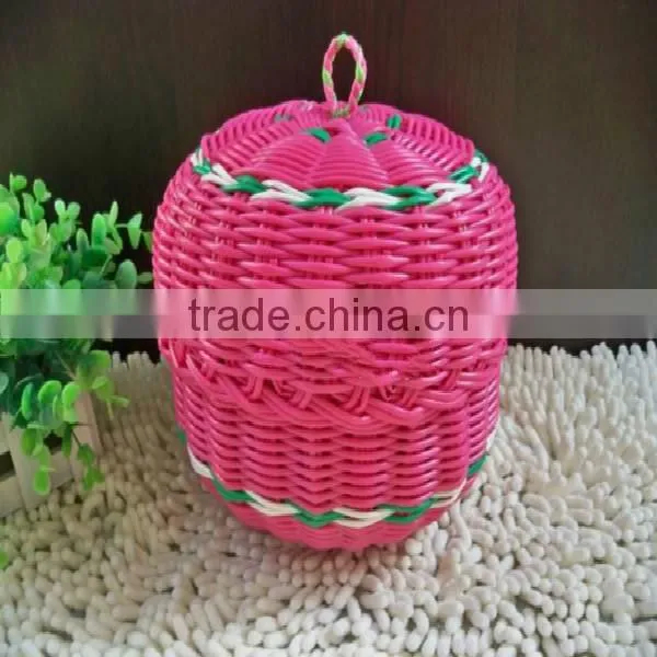 2014 new wholesale empty pe storage basket colorful with lid