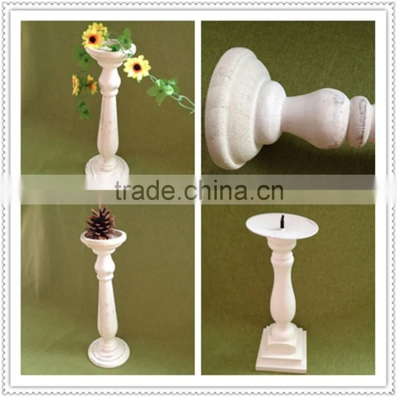 Trade assurance antique grey color handmade wedding decorative small wood candle holder
