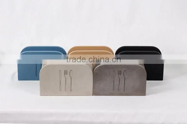 Handmade hotel decoration plain concrete christmas napkin holders