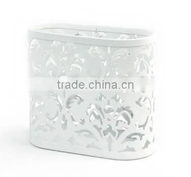 White Metal Punched Decorative Magnetic Pen Pencil Holder