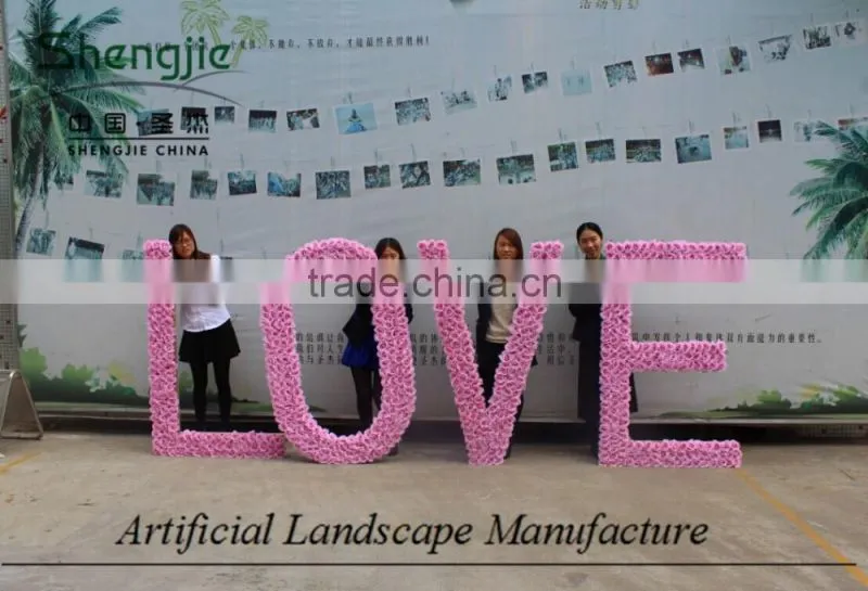 LOVE style artificial flower wall,rose flower wall for wedding