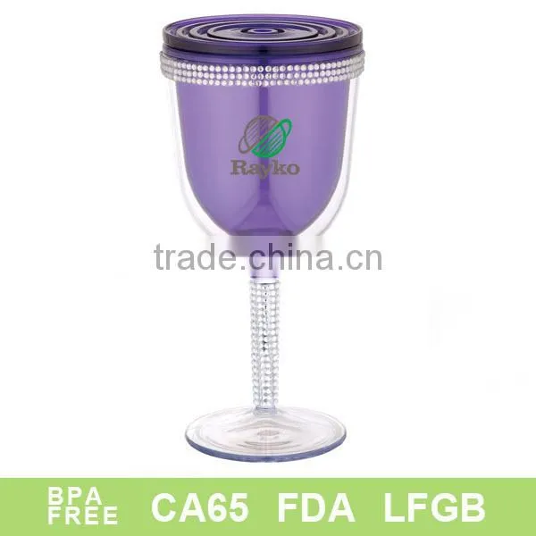 Plastic wine cup with diamond