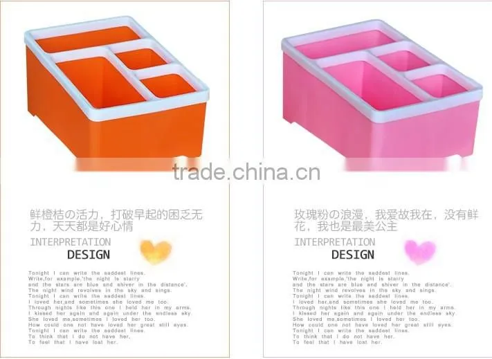 Plastic Cosmetic Organizer Pink Display Case Box Office Desk Dividers Storage Box