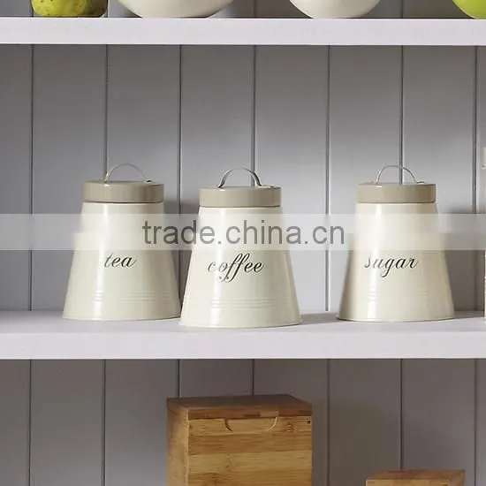 3 size large,medium,small assorted bread bin tea coffee sugar set storage jar