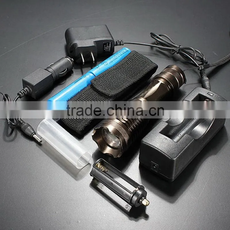 2000LM XM-L T6 LED ZOOMABLE LED Flashlight Torch Light 18650+Charger Tactical Flashlight LEDs New