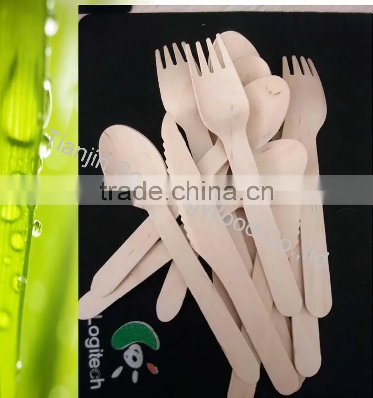 biodegradable wooden cutleries set for knife fork spoon