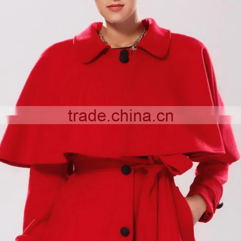 Charming prety Womens red Wool Maxi Coat, Winter red long thick Cape Poncho Overcoat