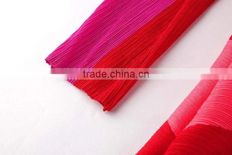 Gored bright color large size women plicated dresses wholesale