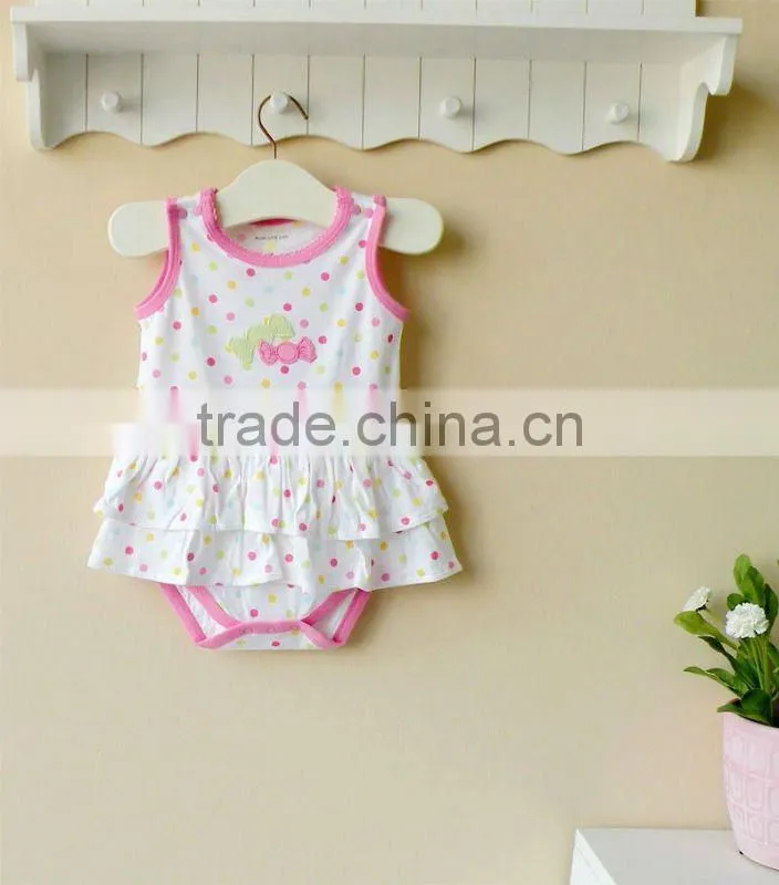 mom and bab 2012 summer baby wear 100% cotton embroider girl lace bodysuit