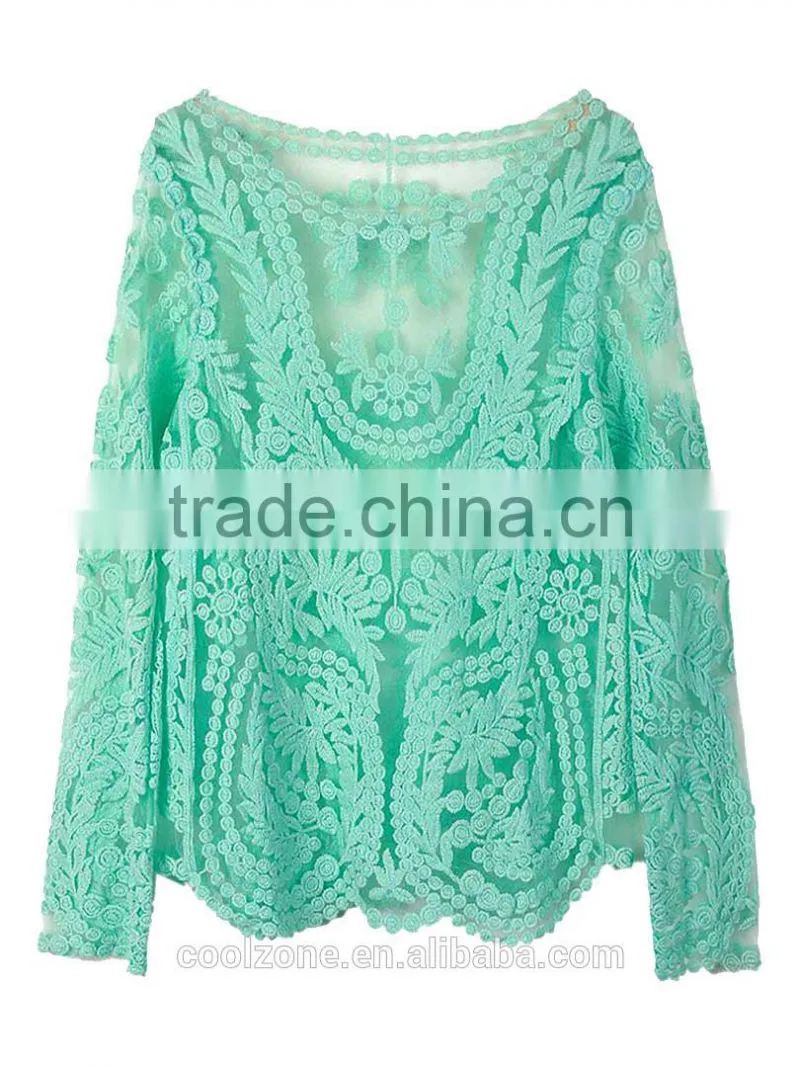 Latest summer lace blouse fashion blouses for middle aged women