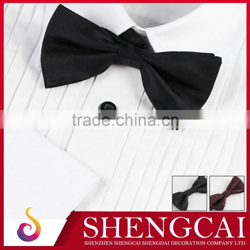 cheap custom silk solid classics black bowtie for men's suit neck