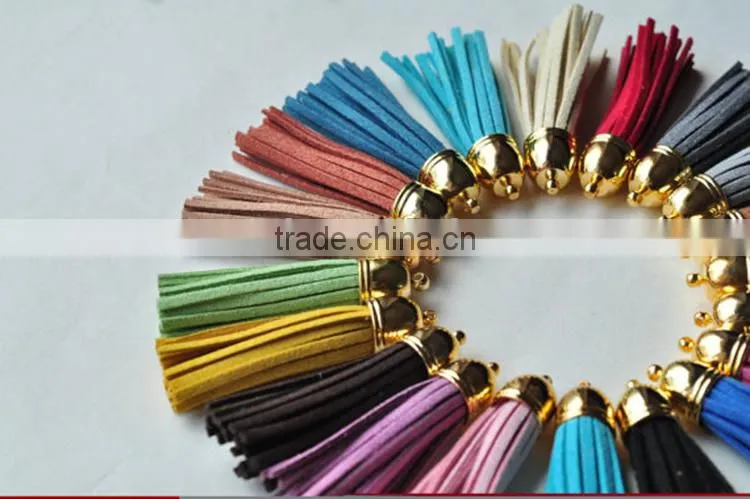 Decorative and fashion colorful custom leather tassels for handbag