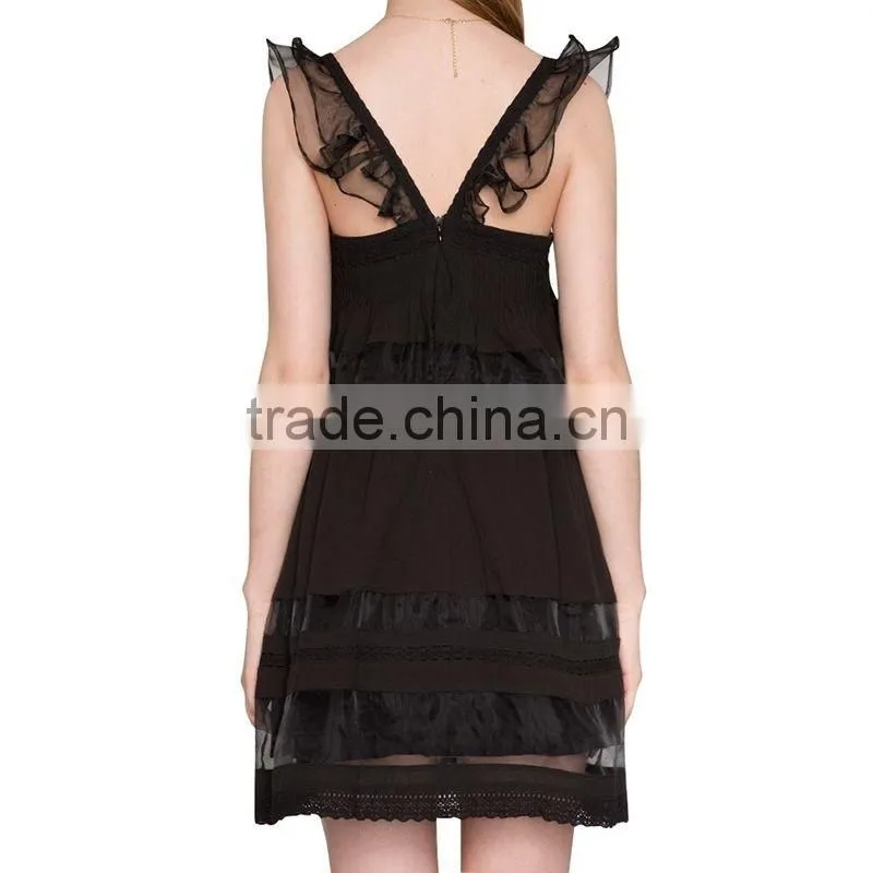 Fashion Womens Spaghetti Strap Slim Party Wedding Dresses Ladies Nigerian Elegant Lace Styles Ruffle Dress