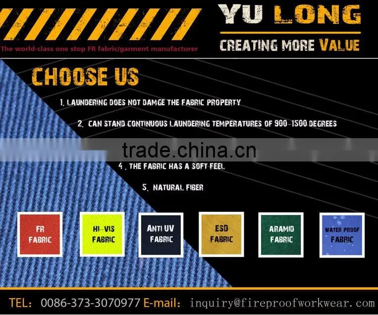 100% cotton acid resistant garment used in factory